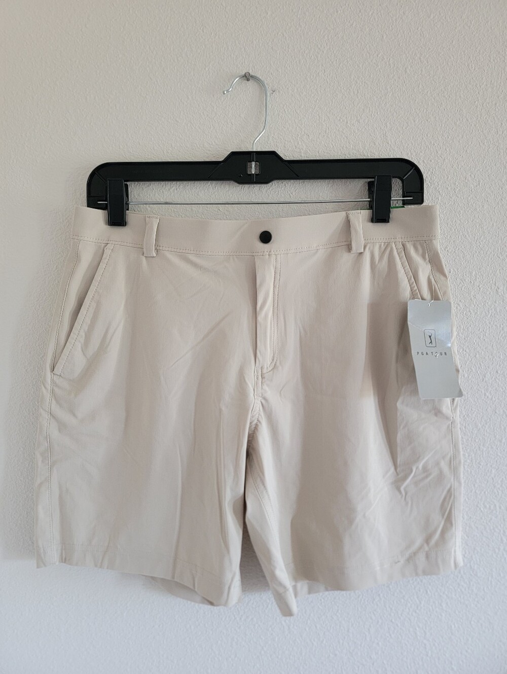 NWT PGA TOUR Apparel Boys Adjustable 7" Performance Short Cream Large (12/14)